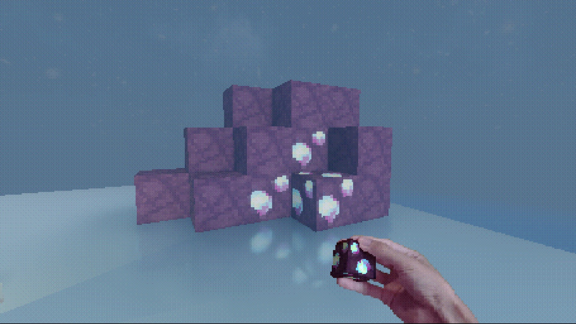Mana ore blocks next to abble blocks.