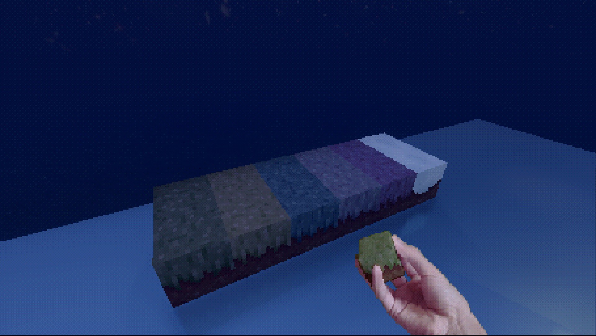 All grass blocks lined up.