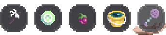 In-game hotbar with item icons